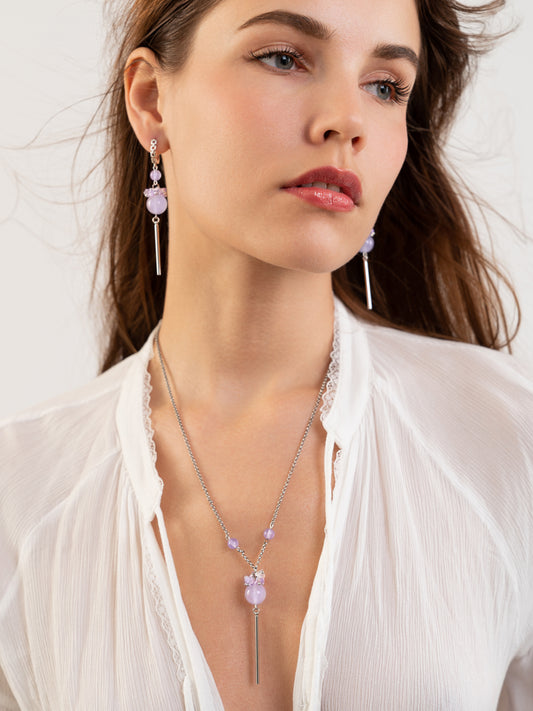 Lilac necklace with crystals