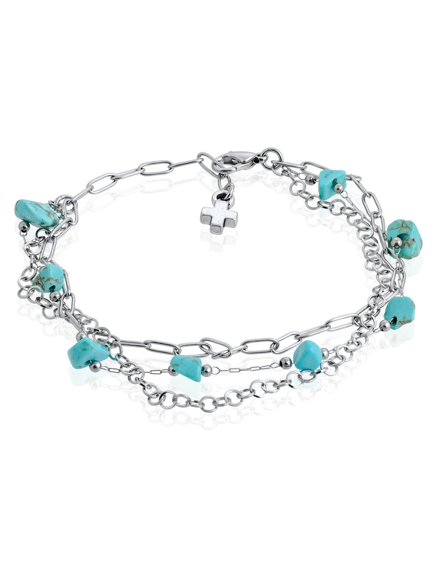 Silver Turquoise Bracelet, Handmade Boho Charm Jewelry, Summer Style Birthstone, 16th Birthday Gift, Something Blue, Bohemian Bracelet