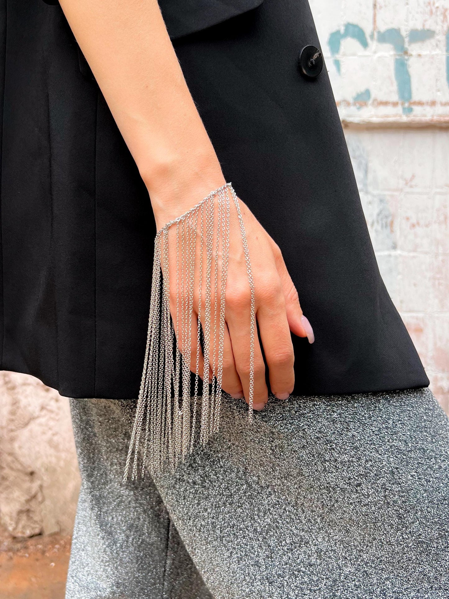 Silver Chain Bracelet • Handmade Layered Women Bracelet • Gothic Punk Jewelry • Bracelet Stack • Birthday Gift • Gift for Her •Unique Grunge